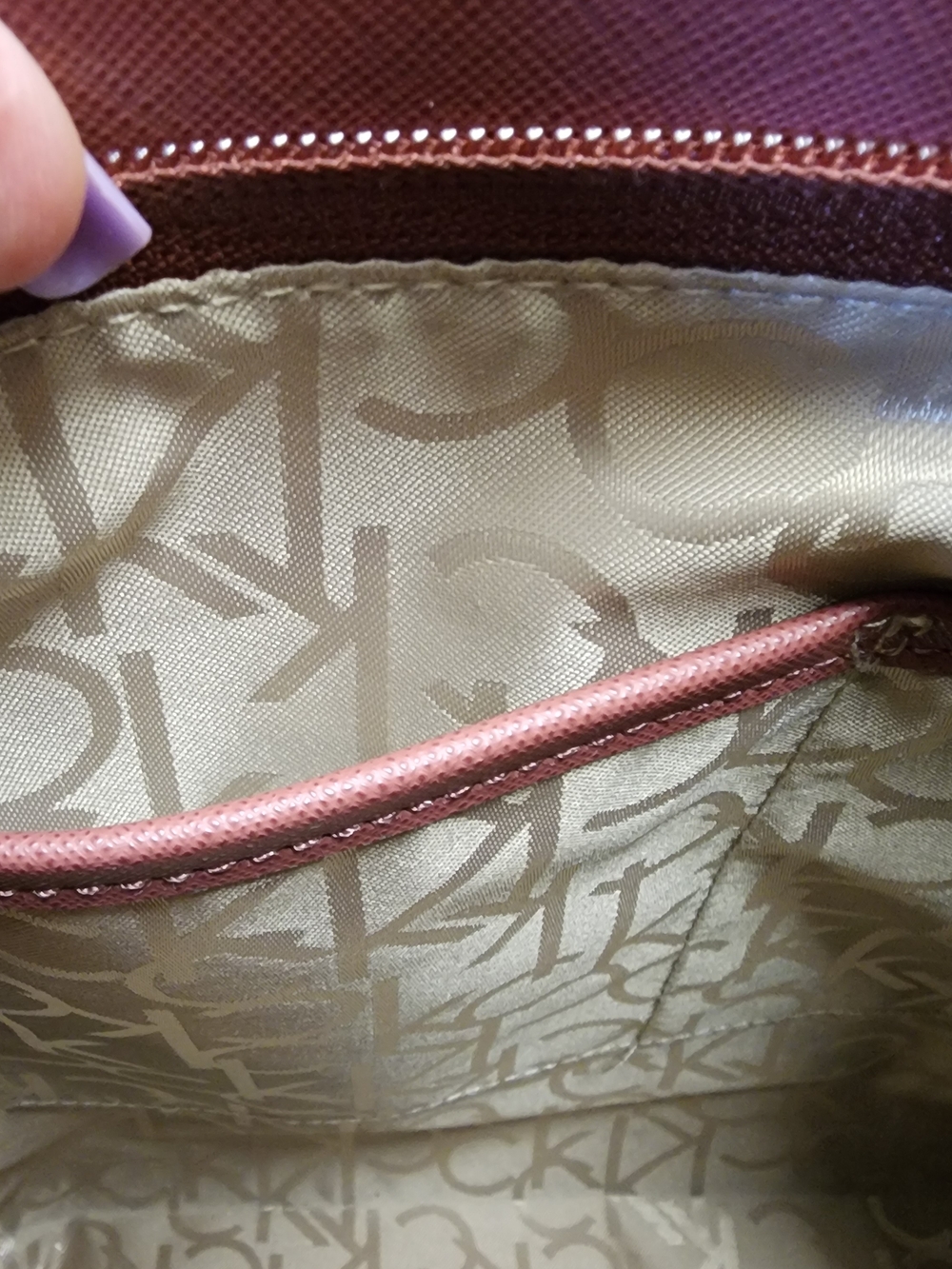 Calvin Klein Purse with Rose Leather Straps 14x11 - Picture 8 of 9